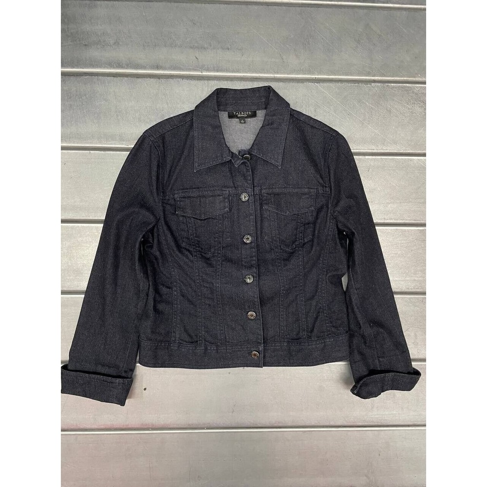 Talbots Denim Jacket Womens‎ 6 Blue Dark Wash Button Closure